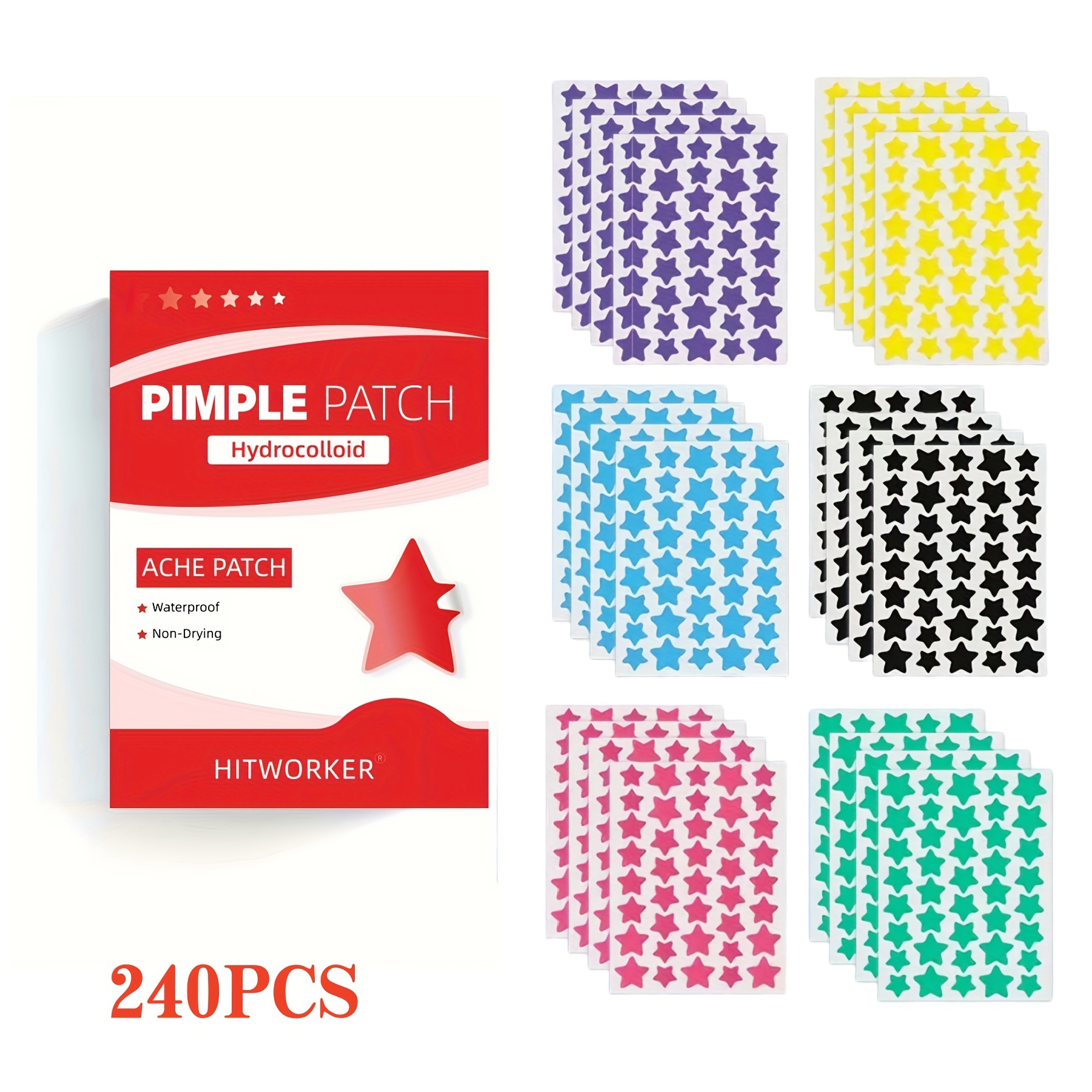 Skincare Acne - 240/720/960 pcs 6-Color Star Pimple Patches-