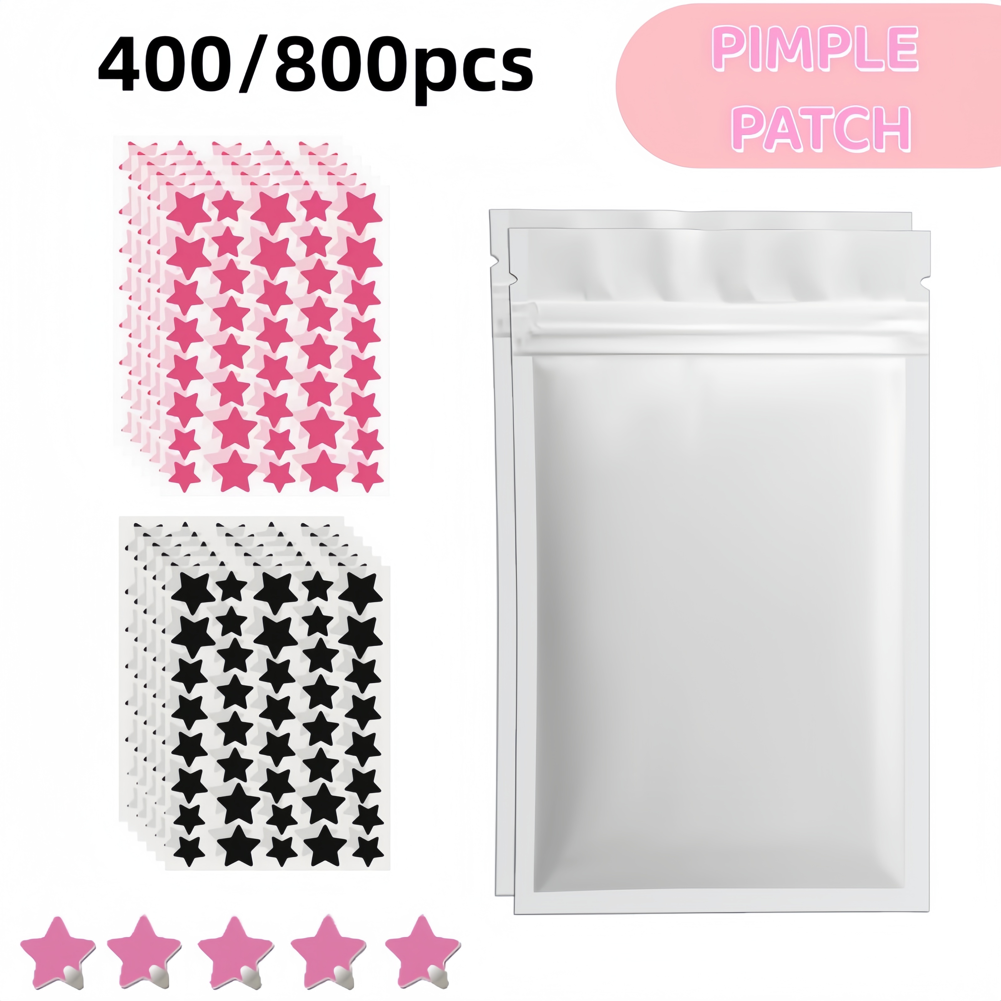 Skincare Acne - 400/800pcs Red & Black Star Pimple