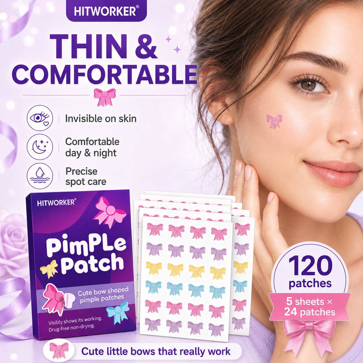 120Pcs Bow Shaped Acne Pimple  - đánh giá và giá Skincare Acne