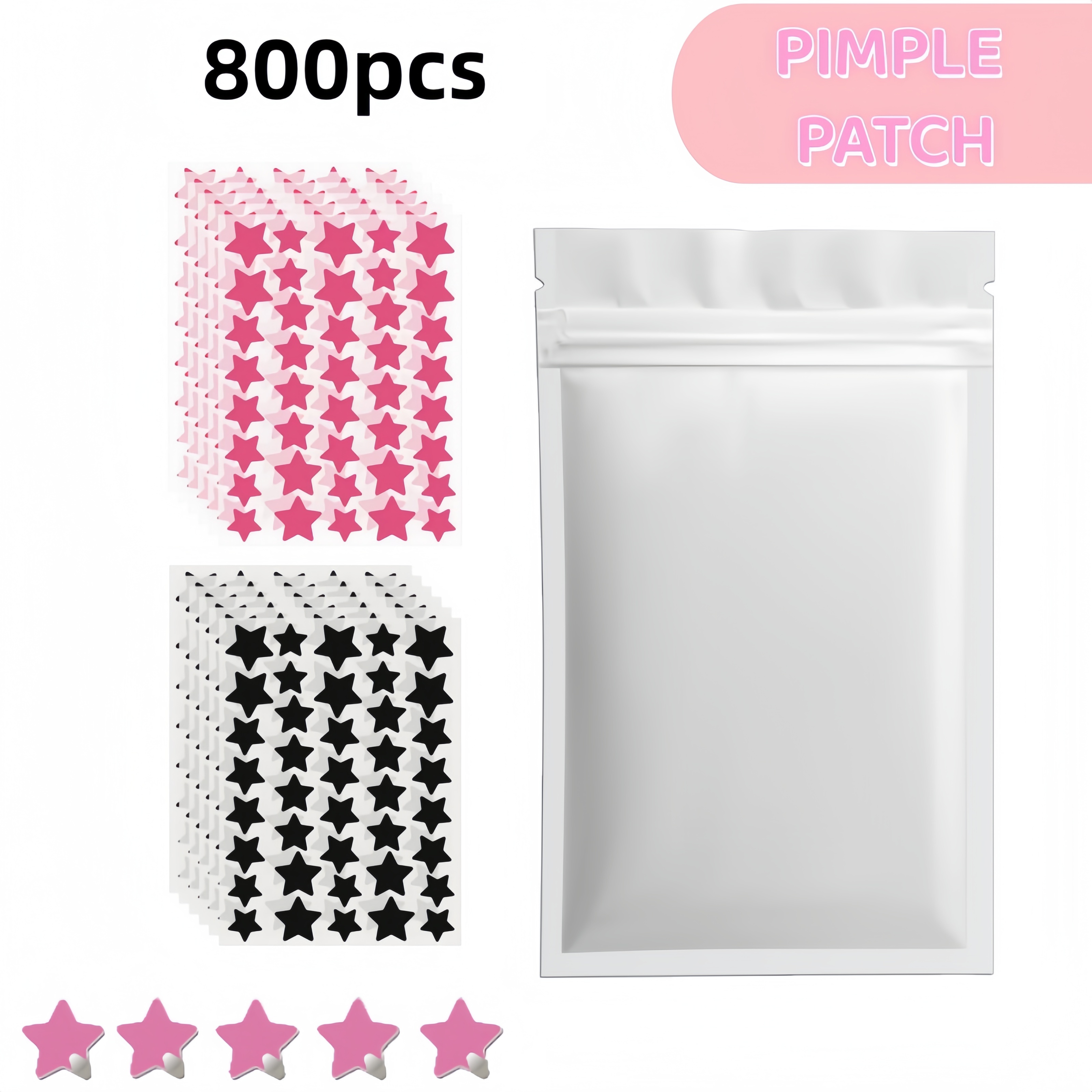 400/800pcs Red & Black Star Pi - đánh giá và giá Skincare Acne